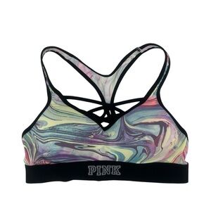 PINK Victoria’s Secret Ultimate Racerback Tie Dye Push Up Sports Bra Size Small